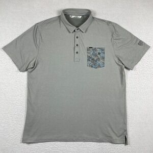 Travis Mathew Polo Shirt Mens XXL Gray HCGC Golf‎ Preppy Casual Travel Vacation